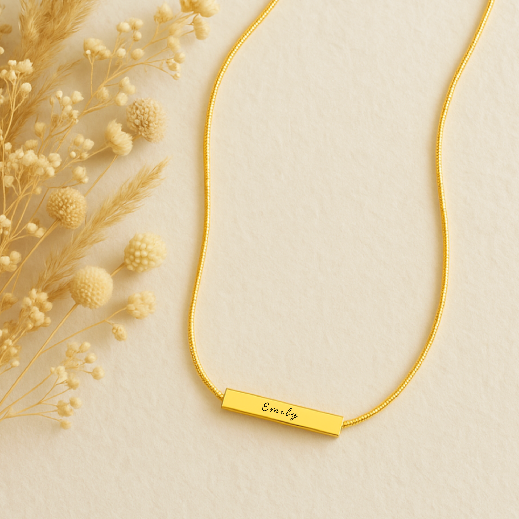 Personalized Engraving Bar Necklace – Custom Minimalist Jewelry for Her
