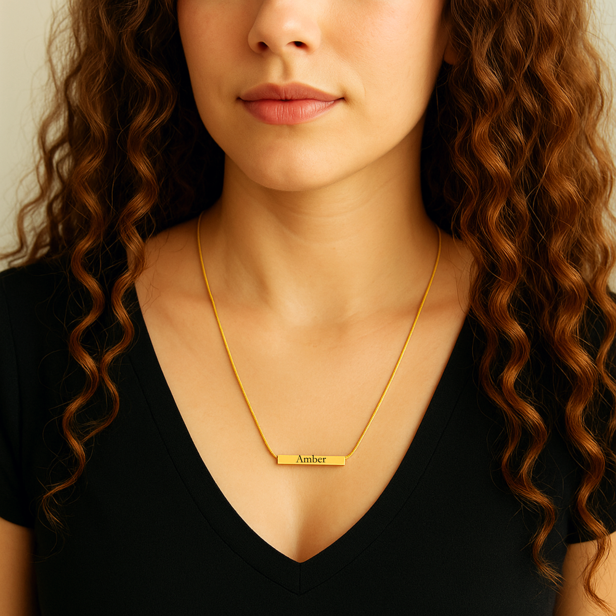 Personalized Engraving Bar Necklace – Custom Minimalist Jewelry for Her