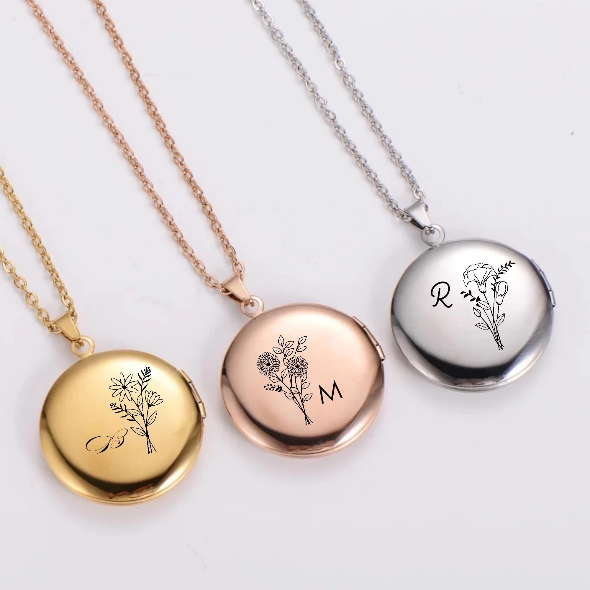 Gold Locket Necklace – Custom Engraved Round Pendant for Her