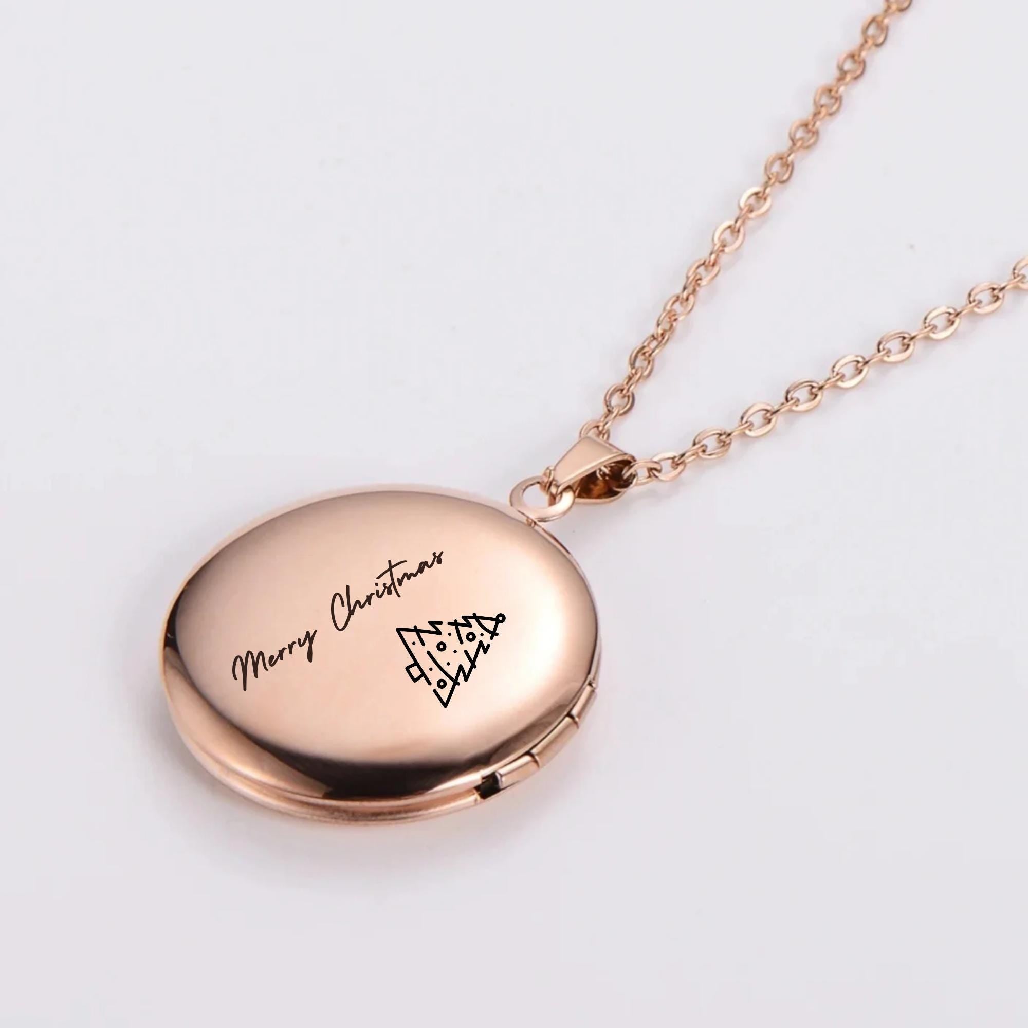 Gold Locket Necklace – Custom Engraved Round Pendant for Her